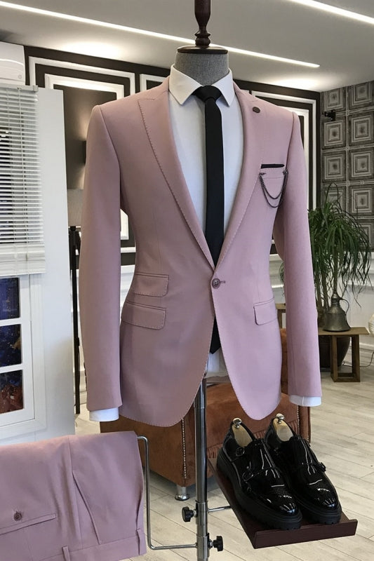 Henson Dusty Pink Peaked Lapel 2-Piece Bespoke Prom Suit