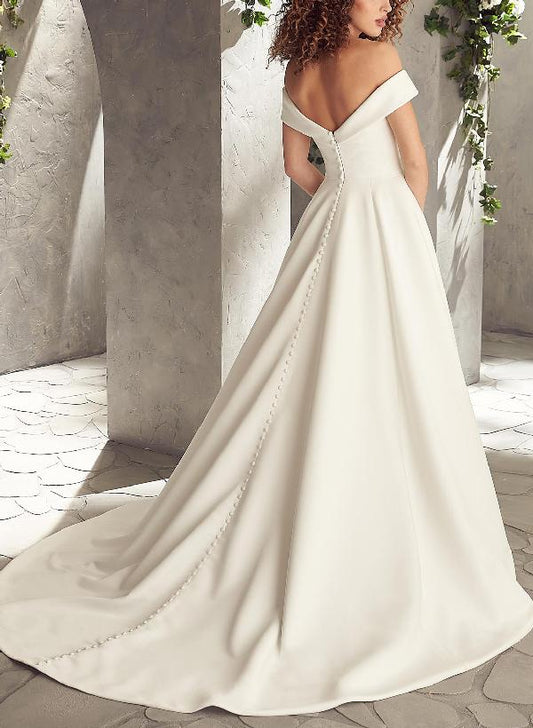 Off-Shoulder Ball-Gown Wedding Dresses Satin