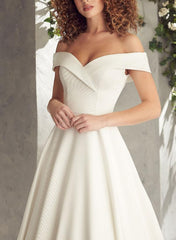 Off-Shoulder Ball-Gown Wedding Dresses Satin