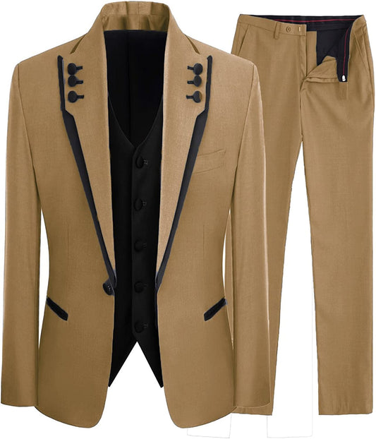 Jesse Fancy Light Brown Shawl Lapel 3-Piece Men's Prom Suit