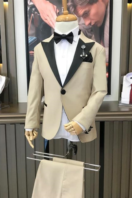 King Champagne Two-Piece Peaked Lapel Prom Suit