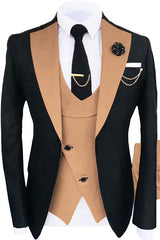 Oswald Glamorous Khaki Shawl Lapel 3-Piece Prom Suit for Men