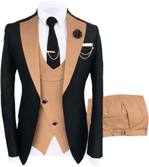 Oswald Glamorous Khaki Shawl Lapel 3-Piece Prom Suit for Men