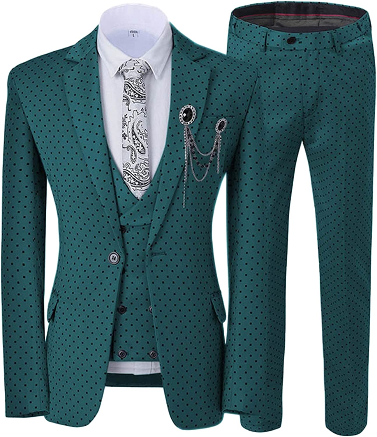 Maxwell Dark Green Notched Lapel 3-Piece Bespoke Prom Suit