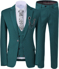 Maxwell Dark Green Notched Lapel 3-Piece Bespoke Prom Suit