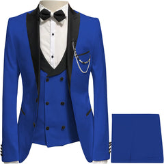 Meryl Royal Blue Peaked Lapel 3-Piece Close Fitting Prom Suit