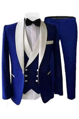 Royal Blue Three-Piece Shawl Lapel Wedding Suit