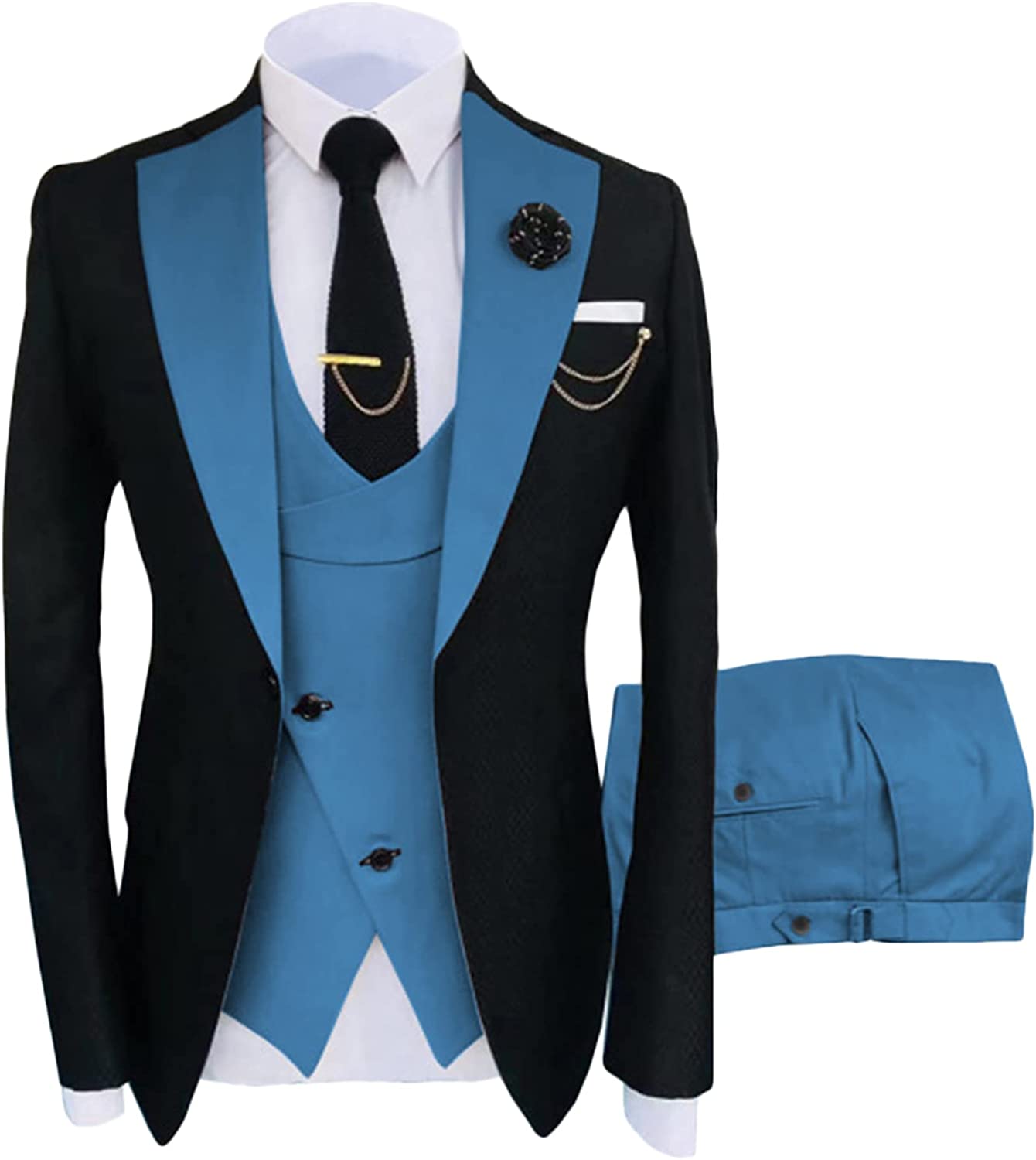 Nick Chic Blue Shawl Lapel 3-Piece Prom Suit for Men