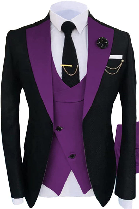 Newman Purple Shawl Lapel 3-Piece Bespoke Prom Suit