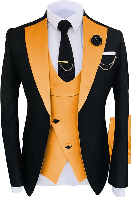 Omar Chic Orange Shawl Lapel 3-Piece Prom Suit