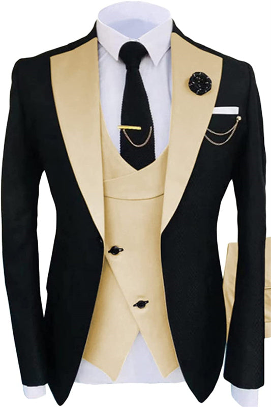 Osborn Champagne Shawl Lapel 3-Piece Close-Fitting Prom Suit