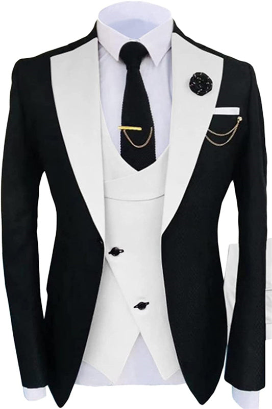 Orville Simple White Shawl Lapel 3-Piece Prom Suit