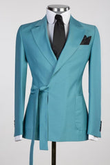 Les Stylish Blue Notched Lapel 2-Piece Prom Suit