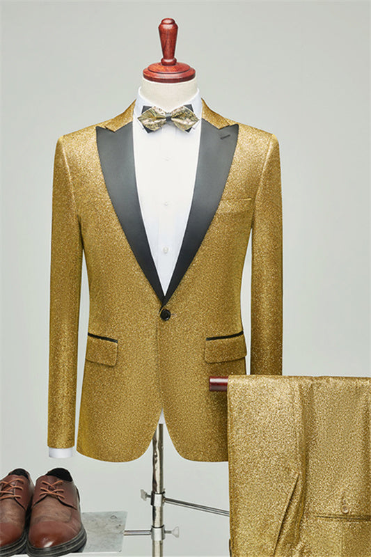 Otto Gold Sequins Peaked Lapel 2-Piece Bespoke Prom Suit