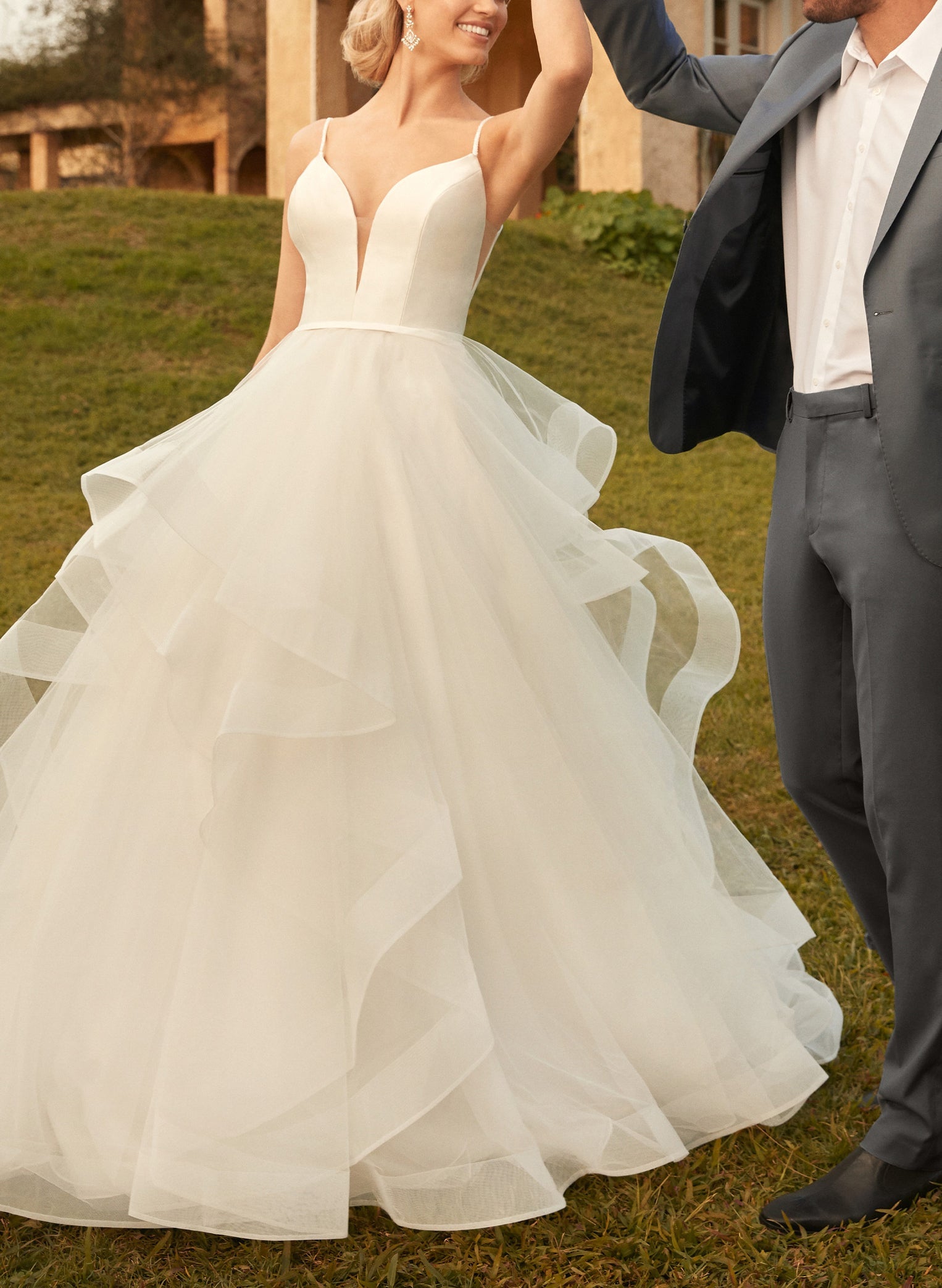 Ball-Gown Wedding Dress with Cascading Ruffles