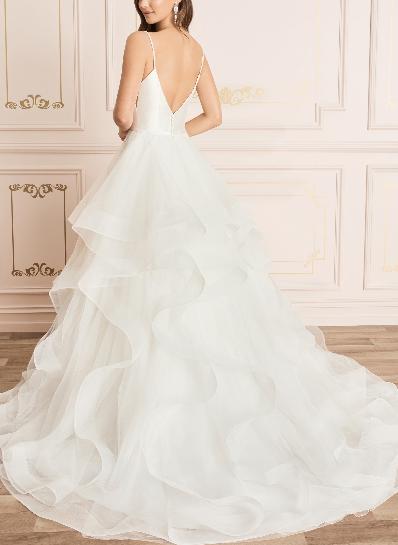 Ball-Gown Wedding Dress with Cascading Ruffles