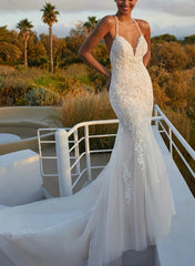 Mermaid Wedding Dresses with Lace and Back Hole