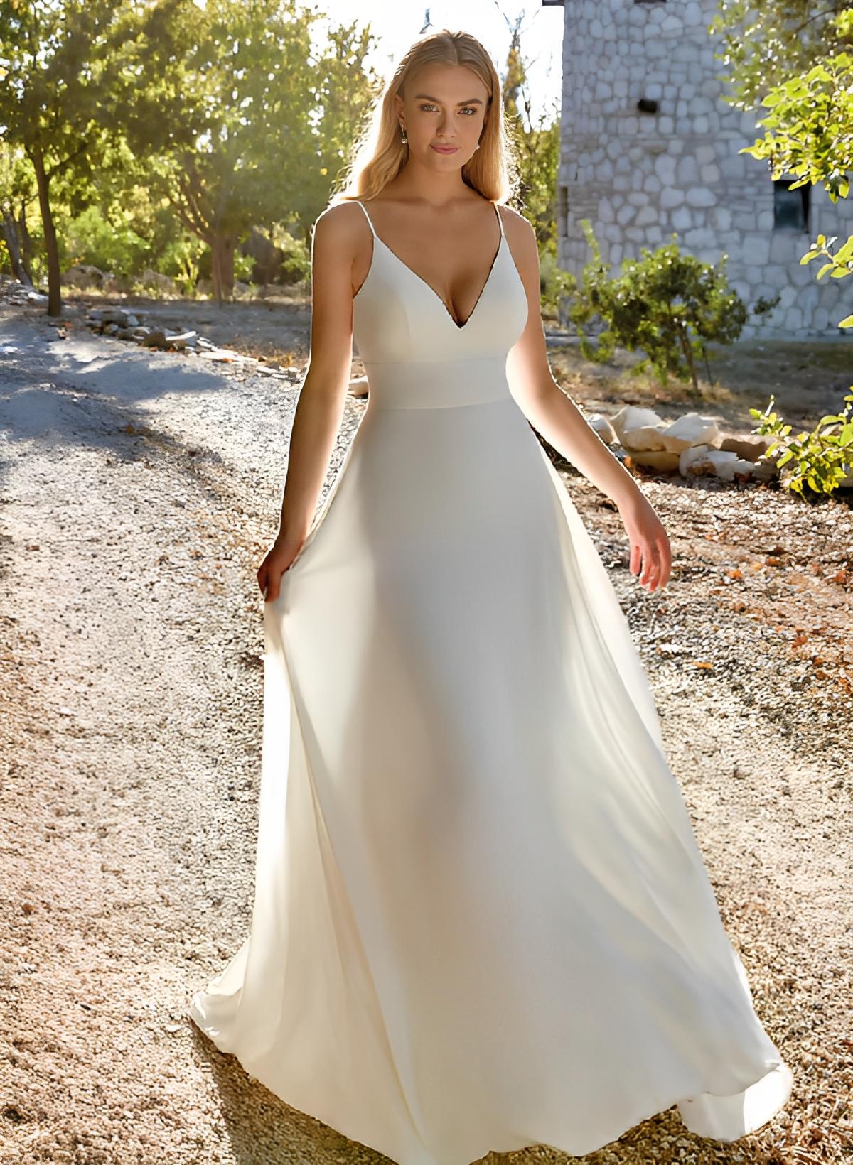 A-Line Chiffon Wedding Dresses With Court Train