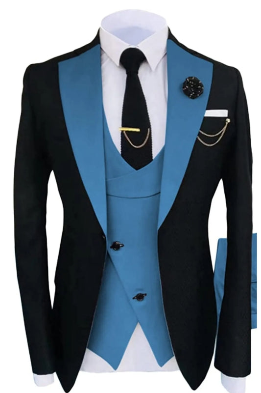 Nick Chic Blue Shawl Lapel 3-Piece Prom Suit for Men