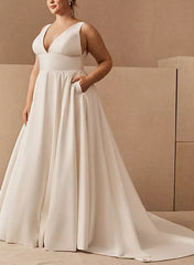 Elegant Sweep Train Satin Wedding Dress