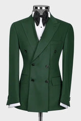 Ahern Dark Green Peaked Lapel Double Breasted Bespoke Prom Suit