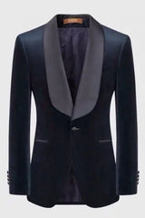 Alger Navy Blue Shawl Lapel Formal Velvet Wedding Suit