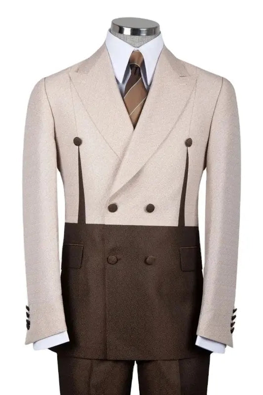 Algernon Coffee Double-Breasted Peaked Lapel Prom Suit