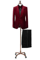 Armstrong Burgundy Two-Piece Shawl Lapel Wedding Suit - New Arrival