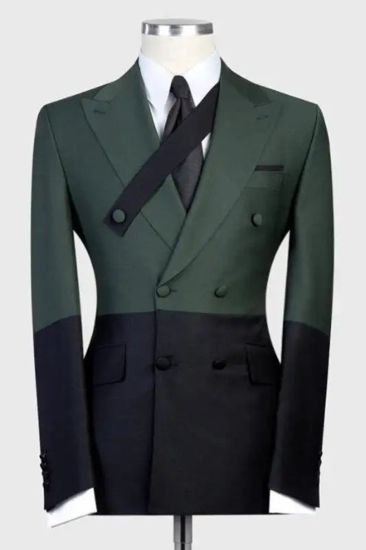 Andrew Dark Green Peaked Lapel Double Breasted Fashion Prom Suit