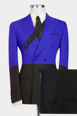 Angelo Royal Blue Peaked Lapel Double Breasted New Arrival Prom Suit