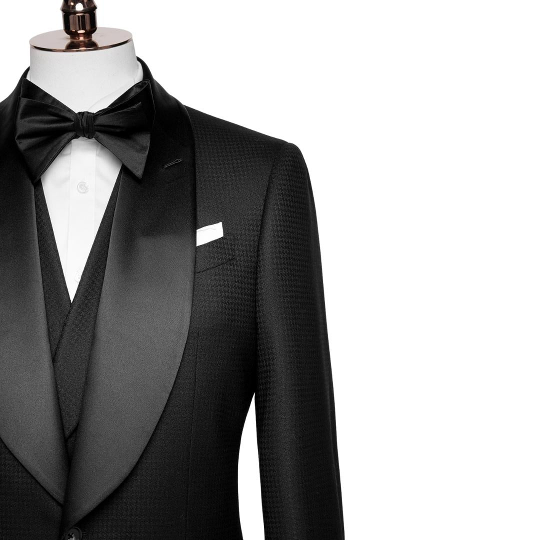 Aries Formal Black Shawl Lapel 3-Piece Wedding Suit