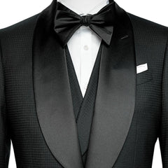 Aries Formal Black Shawl Lapel 3-Piece Wedding Suit