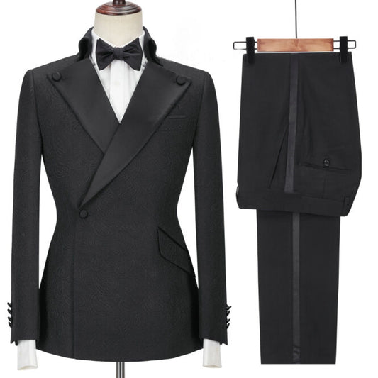 Ziv Black Two-Piece Peaked Lapel Prom Suit