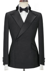 Ziv Black Two-Piece Peaked Lapel Prom Suit