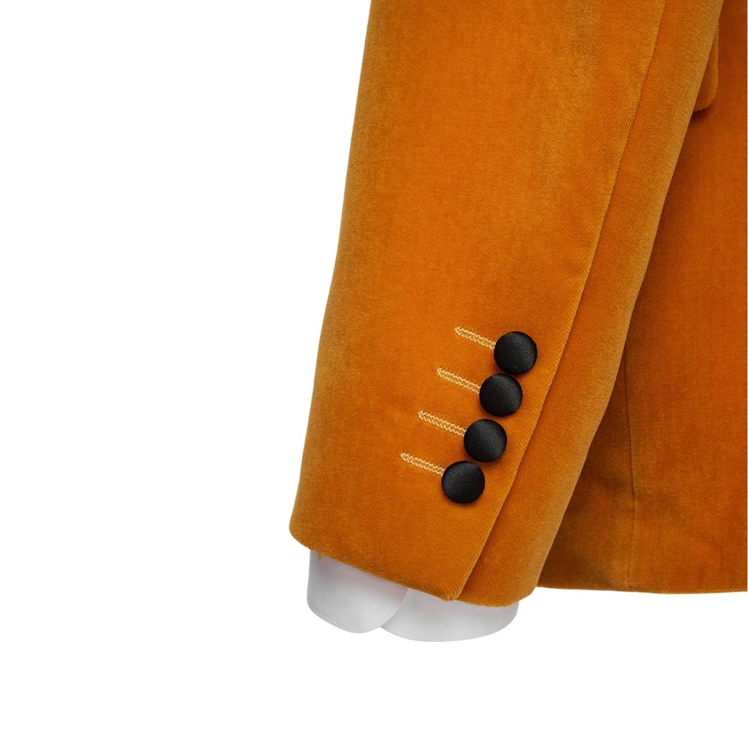 Ashbur Orange Notched Lapel 2-Piece Simple Velvet Prom Suit