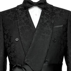 Atwood Black Jacquard Shawl Lapel Double Breasted Bespoke Wedding Suit