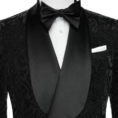 Arnold Formal Black Shawl Lapel Double Breasted Jacquard Wedding Suit