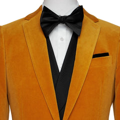 Ashbur Orange Notched Lapel 2-Piece Simple Velvet Prom Suit