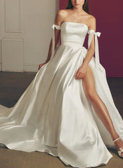 Modern Sexy Satin Off The Shoulder A Line Wedding Dresses