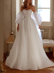 Elegant Organza Wedding Dress with Beading and A-Line Silhouette