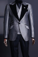 Colbert Newest Gray Peaked Lapel 3-Piece Prom Suit