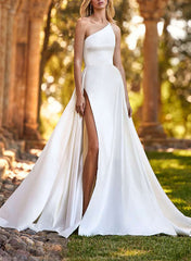 Satin Wedding Dresses With Split Front