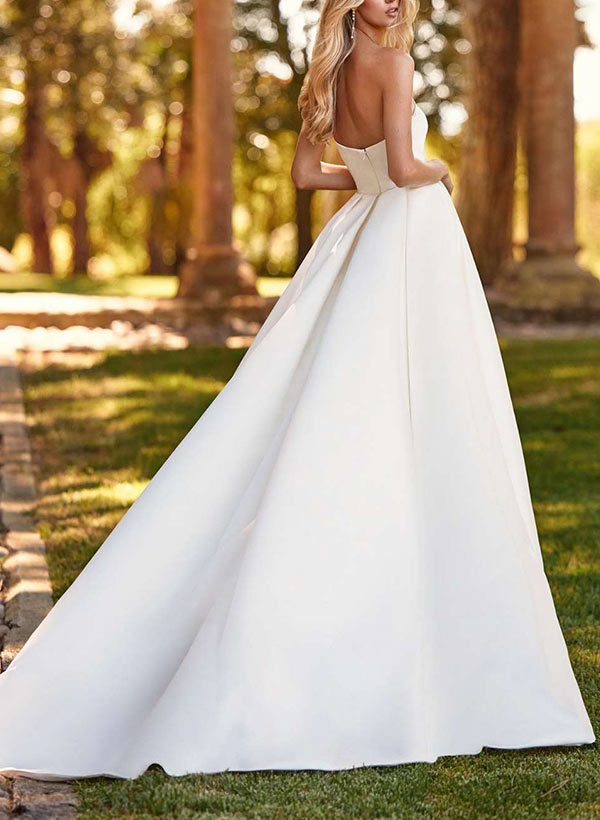 Satin Wedding Dresses With Split Front