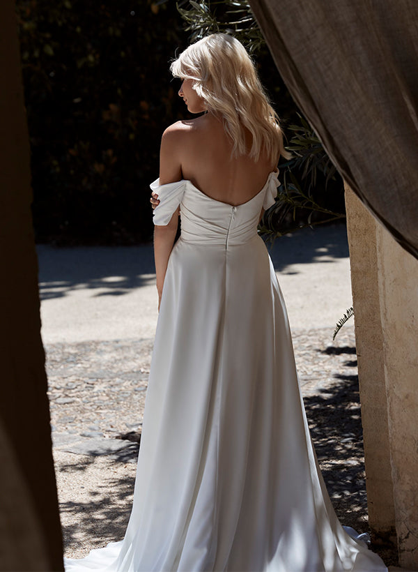 Off-The-Shoulder Sleeveless Chiffon Wedding Dresses