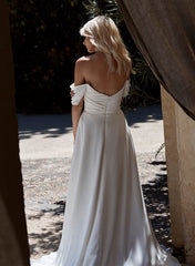 Off-The-Shoulder Sleeveless Chiffon Wedding Dresses