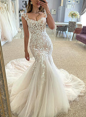 Wedding Dresses: Trumpet/Mermaid Sweetheart Sleeveless Lace/Tulle