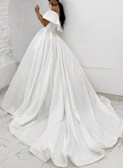 Sequin Off-The-Shoulder Ball-Gown Wedding Dress