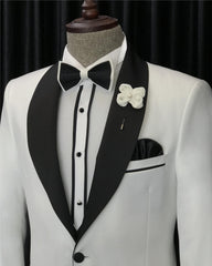 Jone White Three-Piece Slim Fit Groom Suit