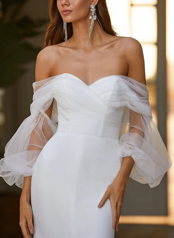 Off-The-Shoulder Long Sleeves Wedding Dresses - Trumpet/Mermaid