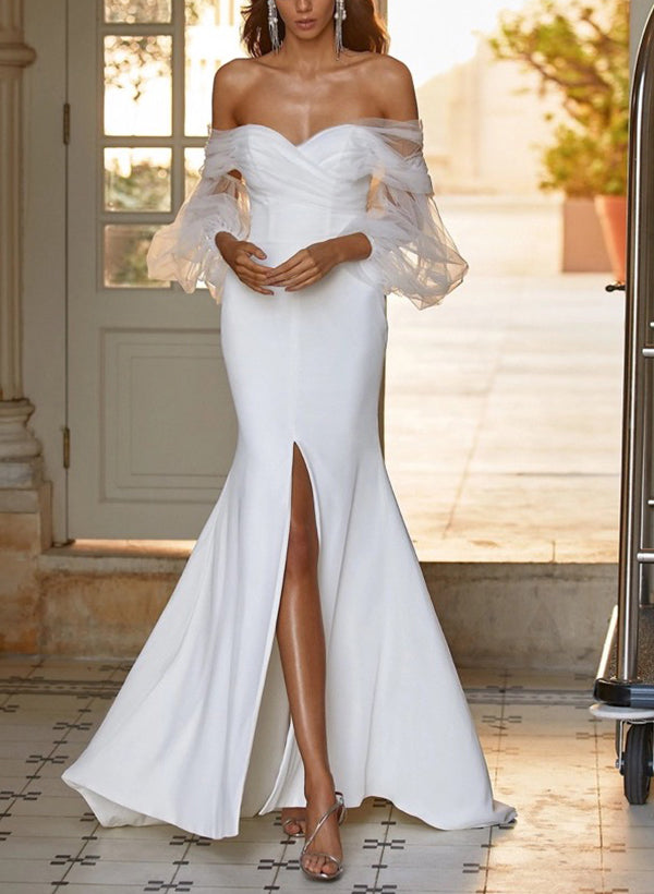 Off-The-Shoulder Long Sleeves Wedding Dresses - Trumpet/Mermaid